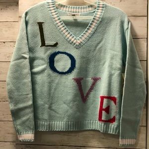 Madden Girl KNIT V-NECK PULLOVER SWEATER, KIDS IN STARLIGHT BLUE